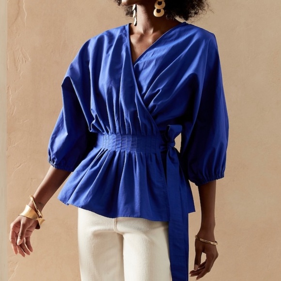 Banana Republic Tops - Elegant Blue Wrap Top
